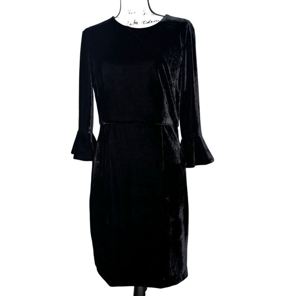 Donna Morgan black‎ velvet long sleeve dress 8